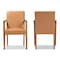 Baxton Studio Andrea Mid-Century Modern Tan Faux Leather and Walnut Brown Finished Wood 2-Piece Armchair Set 182-11401-Zoro - alternate 5